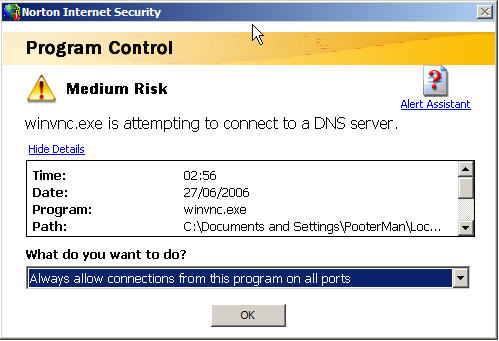 Select Always allow connections from this program on all ports