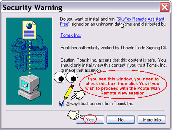 Check the box and click Yes